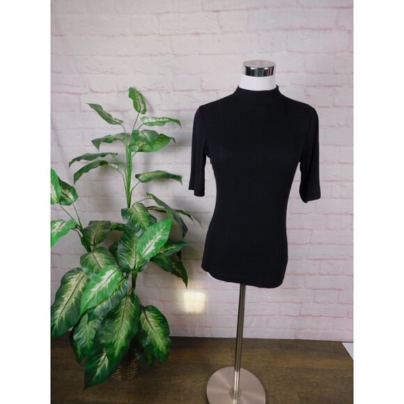 Truth Republic S Black Ribbed Mock Neck Top - Picture 2 of 11